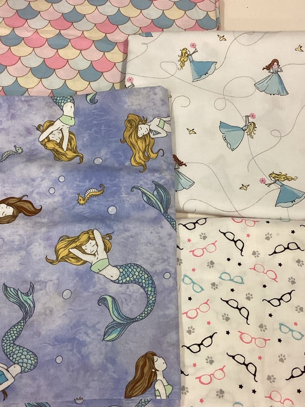 Cotton Fabric Bundle - Blue, Pink, White